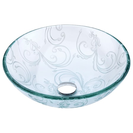 Anzzi Vieno Crystal Clear Floral Vessel Sink with Pop-Up Drain LS-AZ065